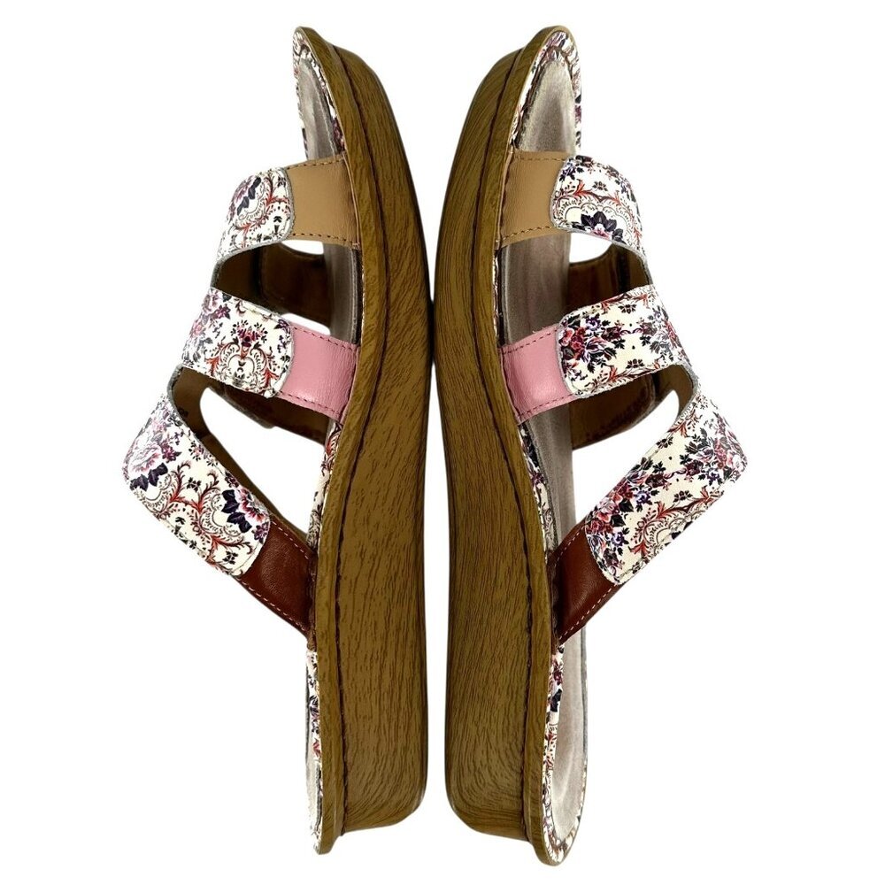 Alegria Venice What A Frill Purple White Floral Leather 3 Strap Sandals Size 39 - Picture 4 of 7
